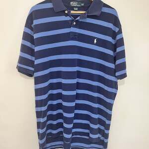Polo Ralph Lauren Rugby Blue Striped Short Sleeve Polo Shirt, Men’s 2XL
